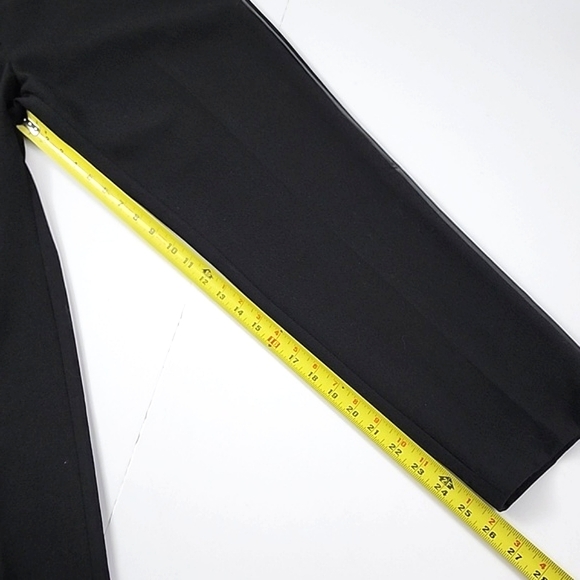 Sandra Angelozzi Women's Black Tapered Dress Pants Faux Leather Piping Size 38 - Picture 16 of 16